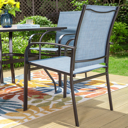 MAISON ARTS Set da pranzo per esterni da 5 pezzi con tavolo quadrato effetto legno e 4 sedie da pranzo in textilene