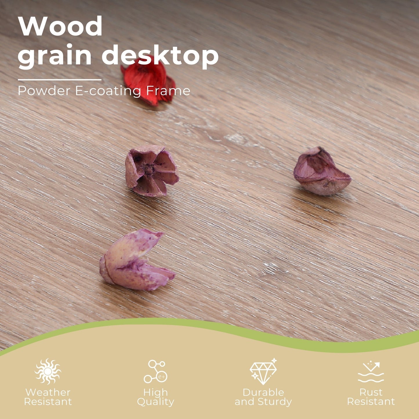 MAISON ARTS Set da pranzo per esterni da 5 pezzi con tavolo quadrato effetto legno e 4 sedie da pranzo in textilene