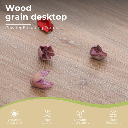 MAISON ARTS Set da pranzo per esterni da 5 pezzi con tavolo quadrato effetto legno e 4 sedie da pranzo in textilene