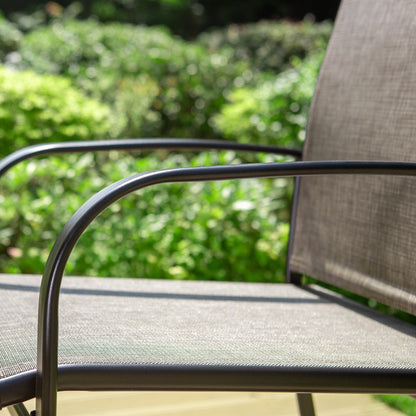 MAISON ARTS Set da pranzo per esterni da 5 pezzi con tavolo quadrato effetto legno e 4 sedie da pranzo in textilene