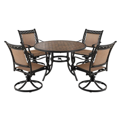 Set da pranzo in alluminio pressofuso per patio da esterno da 5 pezzi