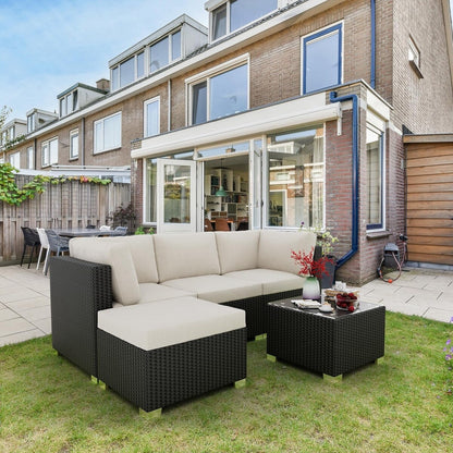 Set di divani in vimini e rattan per esterni da 5 pezzi