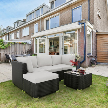 Set di divani in vimini e rattan per esterni da 5 pezzi