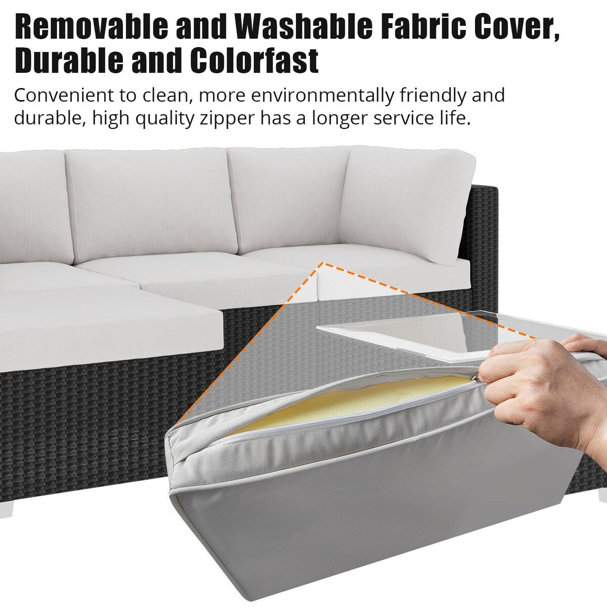 Set di divani in vimini e rattan per esterni da 5 pezzi