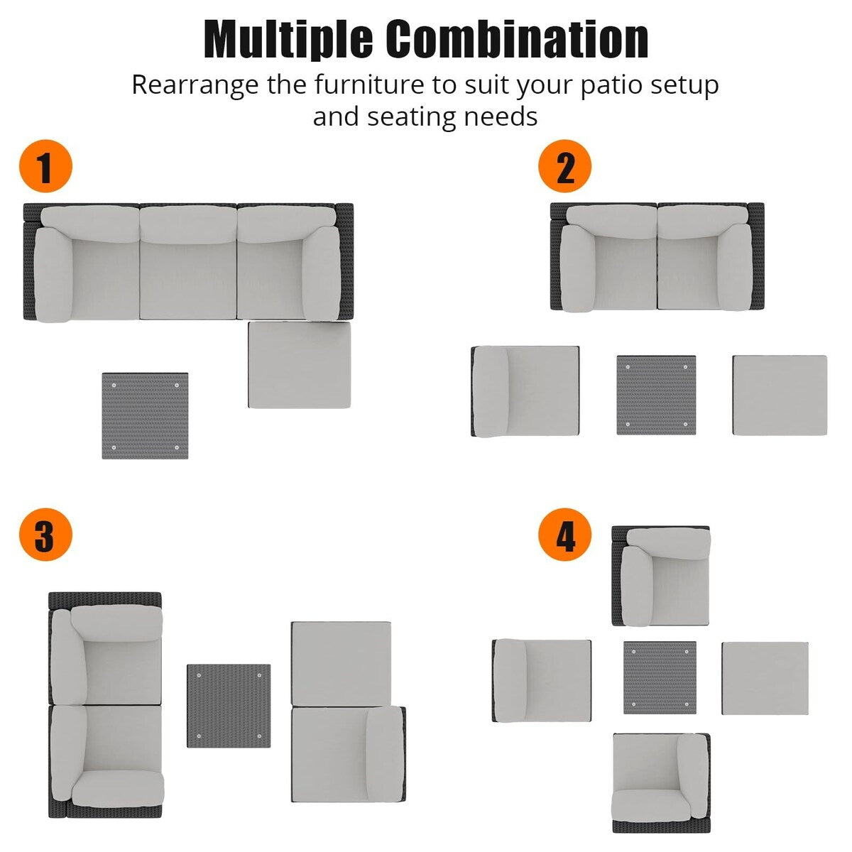 Set di divani in vimini e rattan per esterni da 5 pezzi