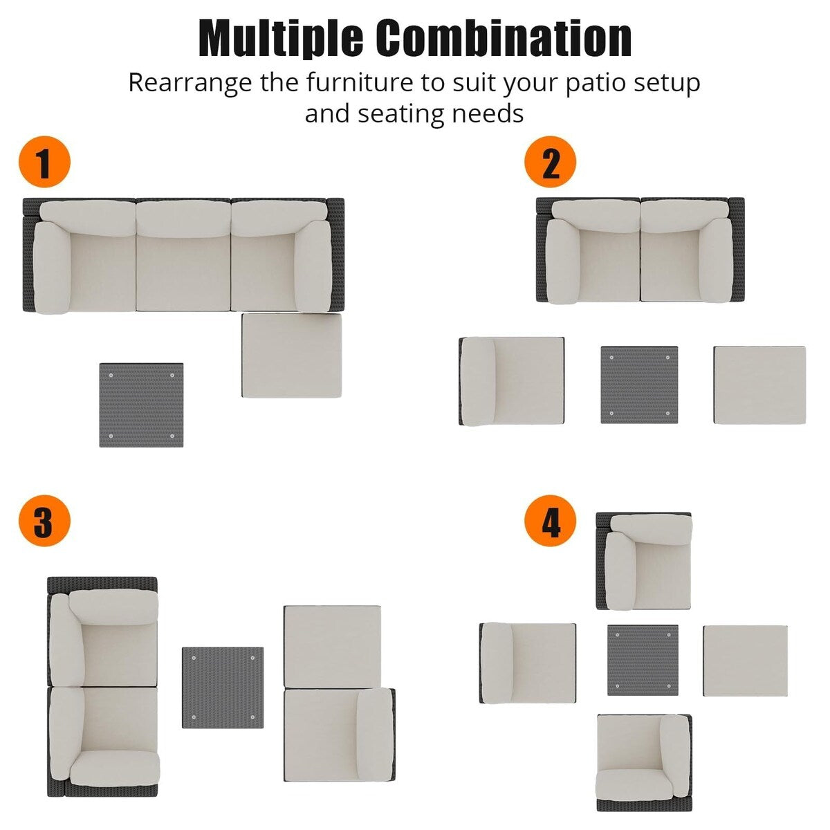 Set di divani in vimini e rattan per esterni da 5 pezzi