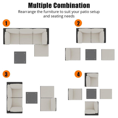 Set di divani in vimini e rattan per esterni da 5 pezzi