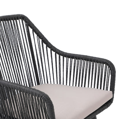 Set da pranzo in vimini per patio esterno da 5 pezzi