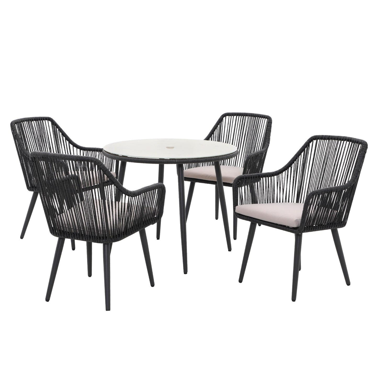 Set da pranzo in vimini per patio esterno da 5 pezzi