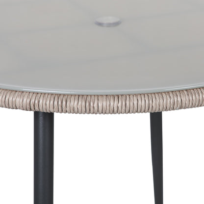 Set da pranzo in vimini per patio esterno da 5 pezzi