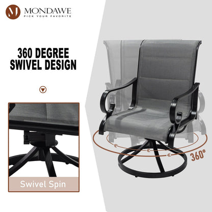 Set da pranzo con sedia girevole in alluminio e textilene da esterno, 5 pezzi