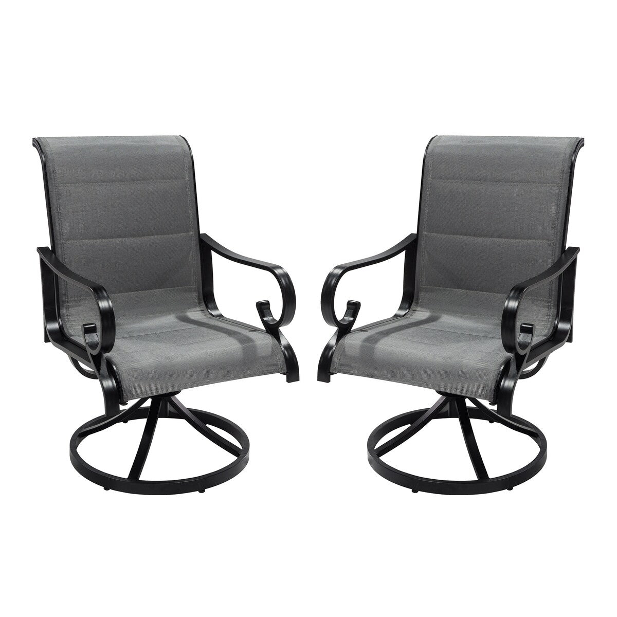 Set da pranzo con sedia girevole in alluminio e textilene da esterno, 5 pezzi