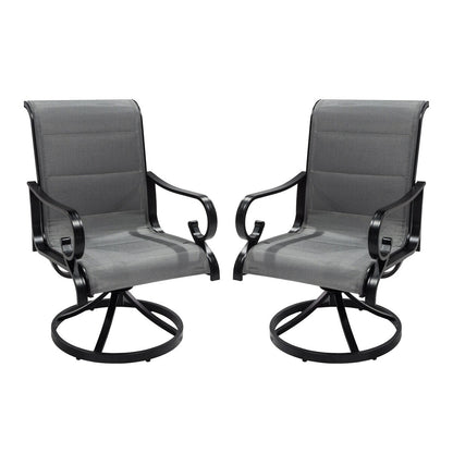 Set da pranzo con sedia girevole in alluminio e textilene da esterno, 5 pezzi