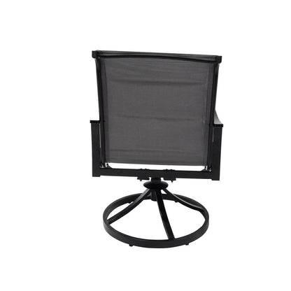 Set da pranzo con sedia girevole in alluminio e textilene da esterno, 5 pezzi