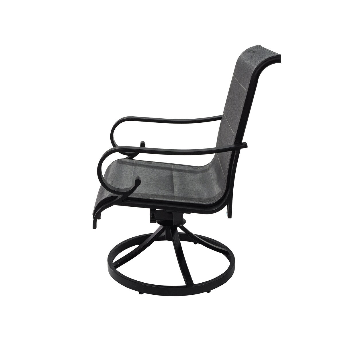 Set da pranzo con sedia girevole in alluminio e textilene da esterno, 5 pezzi