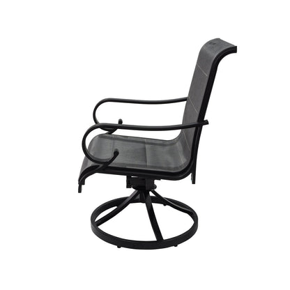 Set da pranzo con sedia girevole in alluminio e textilene da esterno, 5 pezzi