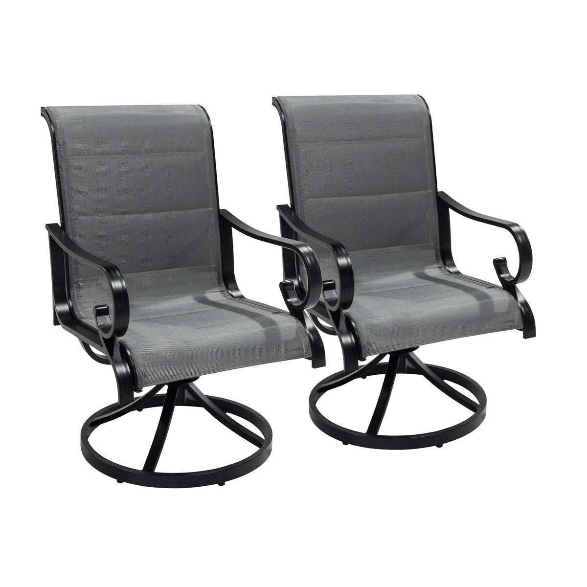 Set da pranzo con sedia girevole in alluminio e textilene da esterno, 5 pezzi