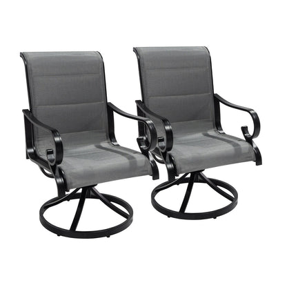 Set da pranzo con sedia girevole in alluminio e textilene da esterno, 5 pezzi