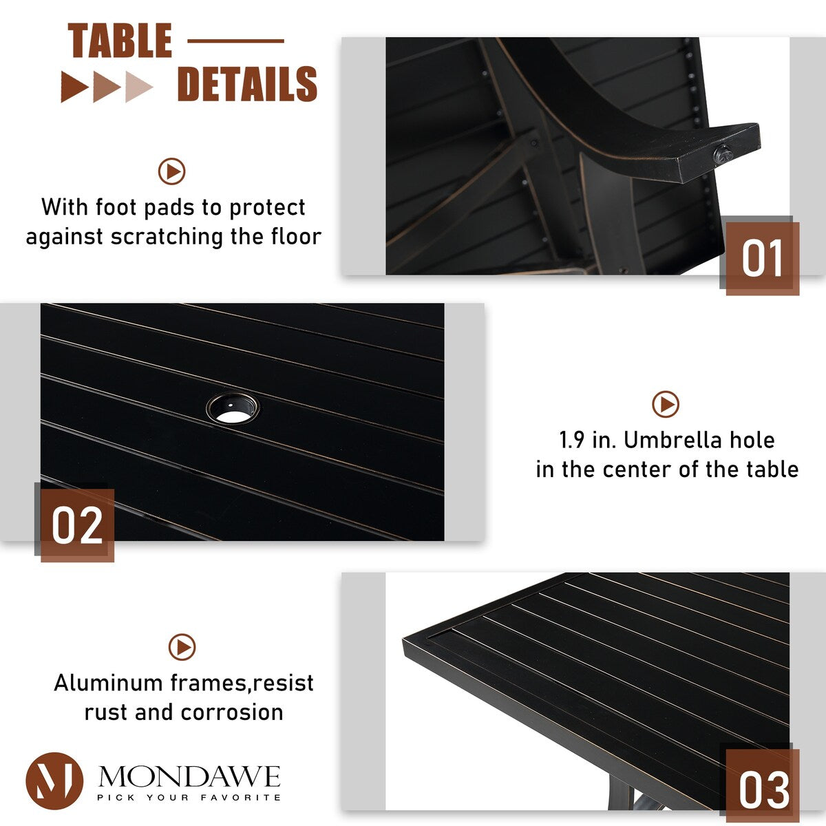 Set da pranzo con sedia girevole in alluminio e textilene da esterno, 5 pezzi