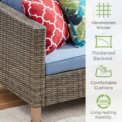 Set da conversazione in vimini per esterni da 5 pezzi