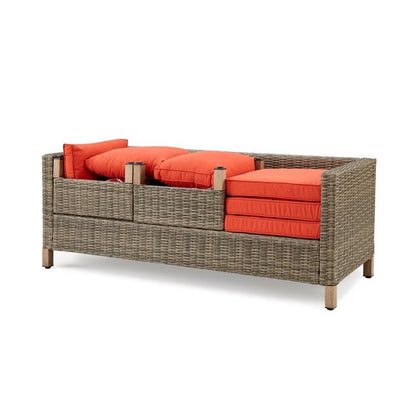 Set da conversazione in vimini per esterni da 5 pezzi