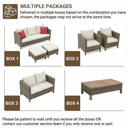 Set da conversazione in vimini per esterni da 5 pezzi