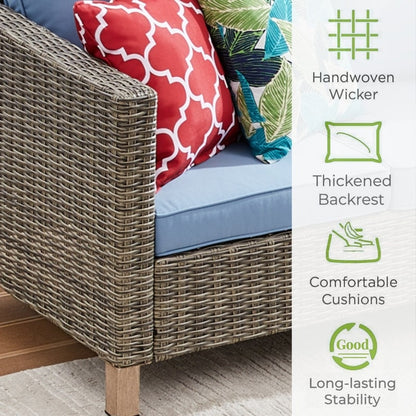 Set da conversazione in vimini per esterni da 5 pezzi