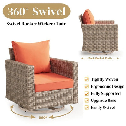 Set da conversazione in vimini per esterni da 5 pezzi