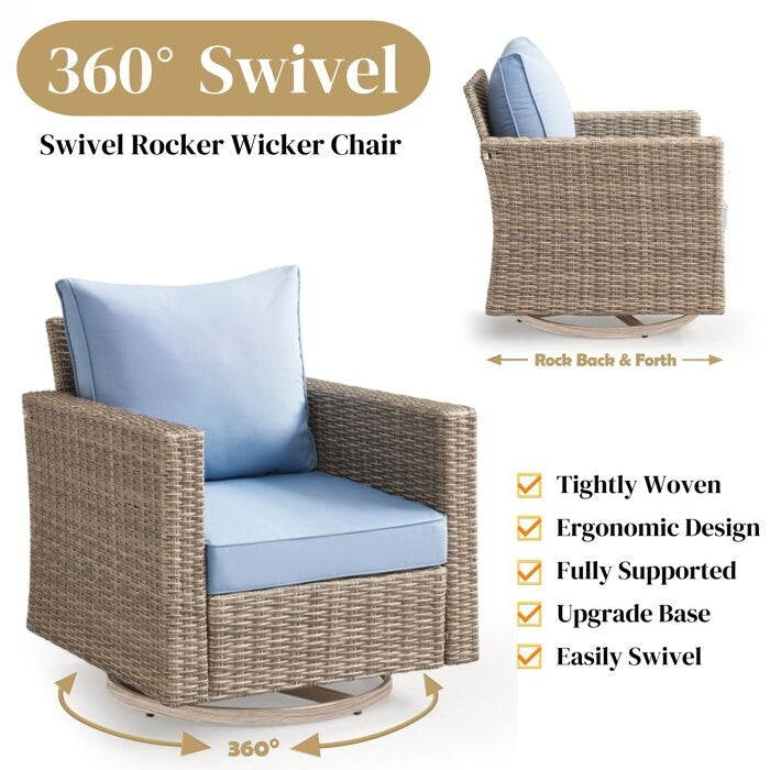 Set da conversazione in vimini per esterni da 5 pezzi