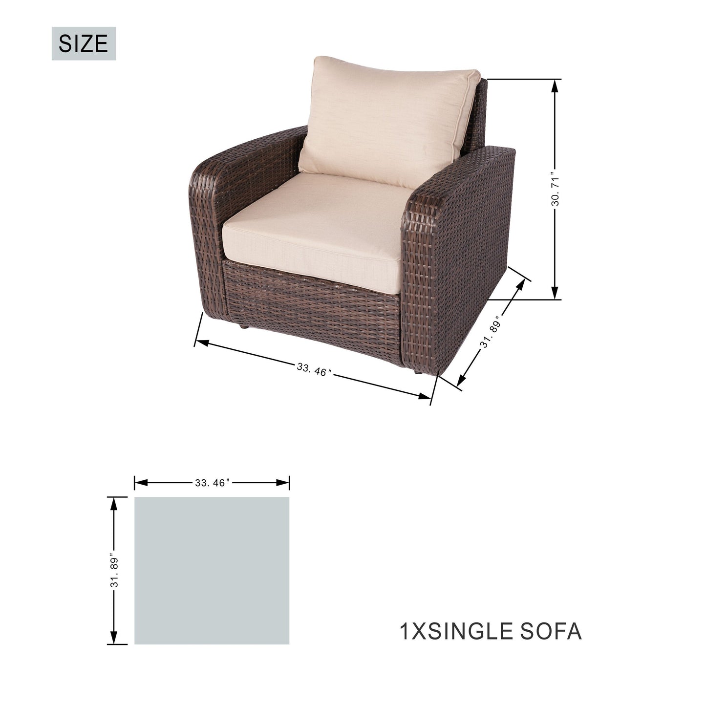 Set di divani da esterno in vimini da 5 pezzi con tavolo con braciere in alluminio