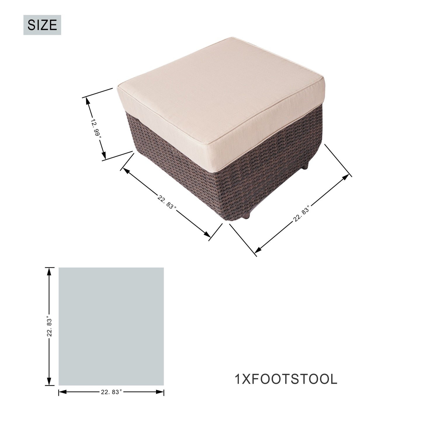 Set di divani da esterno in vimini da 5 pezzi con tavolo con braciere in alluminio