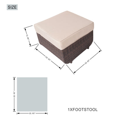 Set di divani da esterno in vimini da 5 pezzi con tavolo con braciere in alluminio