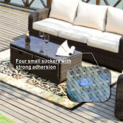 Set di divani da esterno in vimini da 5 pezzi con tavolo con braciere in alluminio