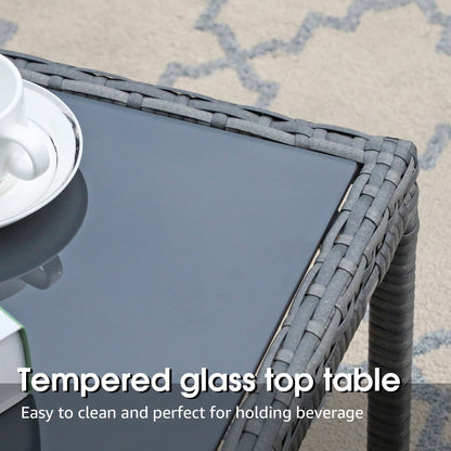 Set da giardino in vimini da 5 pezzi con poltrone, pouf e tavolino laterale