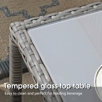 Set da giardino in vimini da 5 pezzi con poltrone, pouf e tavolino laterale