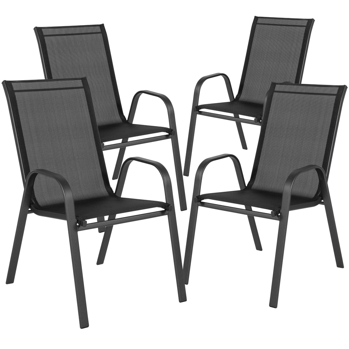 Set da pranzo da giardino da 5 pezzi: tavolo in vetro, 4 sedie Flex Stack