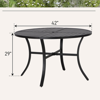 Set da pranzo da giardino da 5 pezzi con 4 sedie girevoli in rattan e 1 tavolo con struttura in metallo - N/D