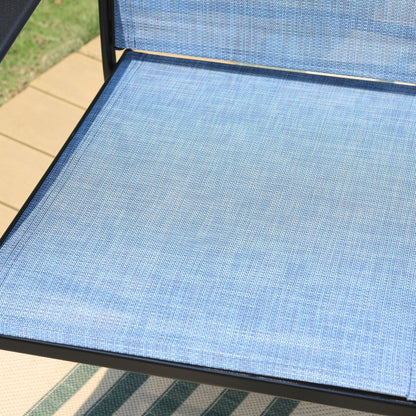 MAISON ARTS Set da pranzo per patio da 5 pezzi, tavolo quadrato in metallo da 37 pollici e 4 sedie da pranzo in textilene