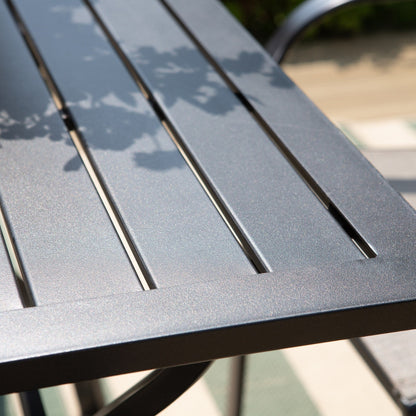 MAISON ARTS Set da pranzo per patio da 5 pezzi, tavolo quadrato in metallo da 37 pollici e 4 sedie da pranzo in textilene