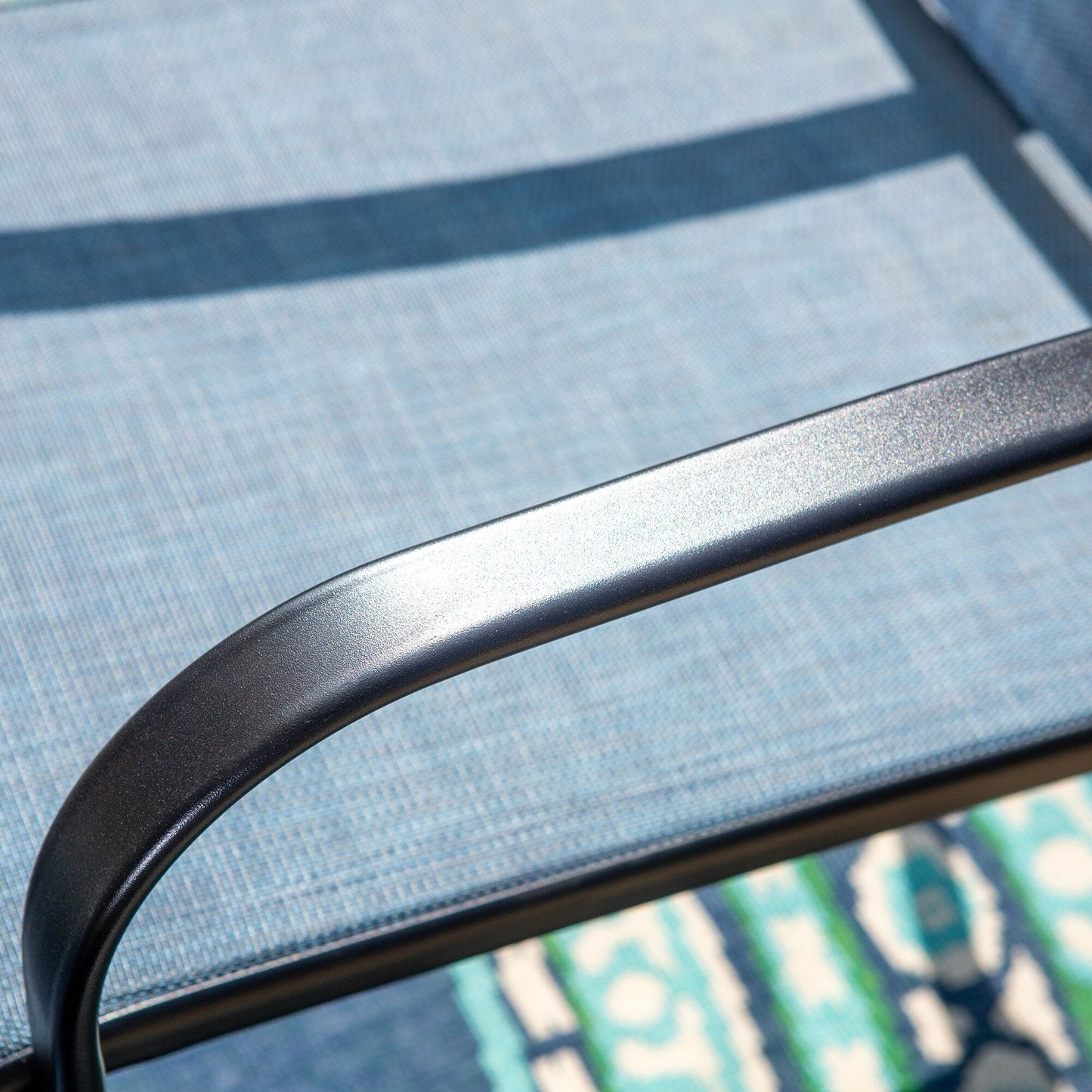 MAISON ARTS Set da pranzo per patio da 5 pezzi, tavolo rotondo con stampa geometrica e 4 sedie da pranzo in textilene