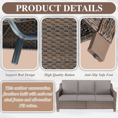 Poltrona da giardino con poggiapiedi, 5 pezzi, marrone