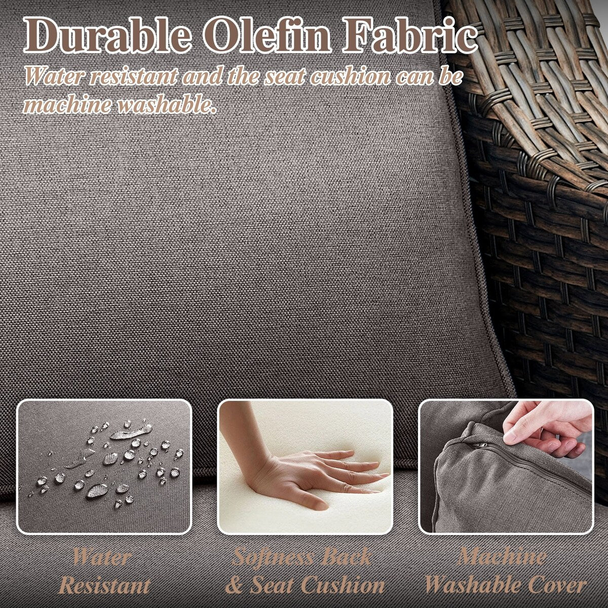 Poltrona da giardino con poggiapiedi, 5 pezzi, marrone