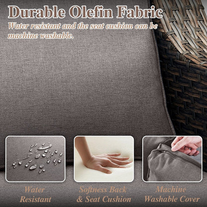 Poltrona da giardino con poggiapiedi, 5 pezzi, marrone