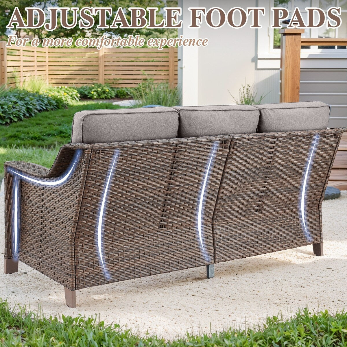 Poltrona da giardino con poggiapiedi, 5 pezzi, marrone