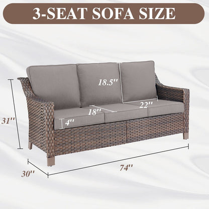 Poltrona da giardino con poggiapiedi, 5 pezzi, marrone