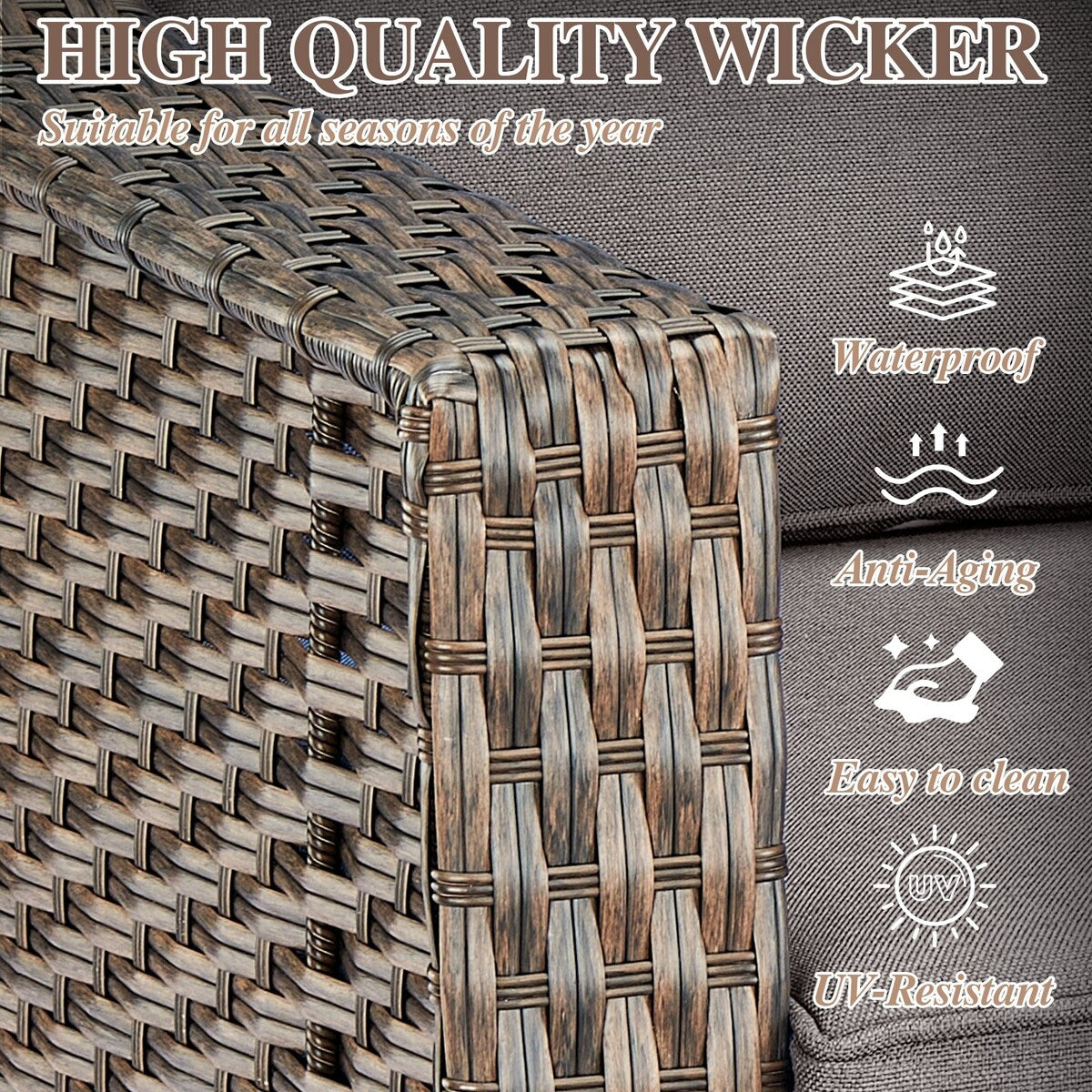 Poltrona da giardino con poggiapiedi, 5 pezzi, marrone