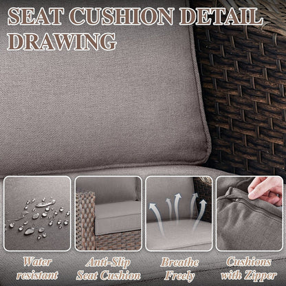 Poltrona da giardino con poggiapiedi, 5 pezzi, marrone