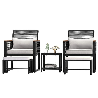 Set da bistrot in vimini per patio da 5 pezzi con cuscini - 23,2 L x 28 W x 30,7 H