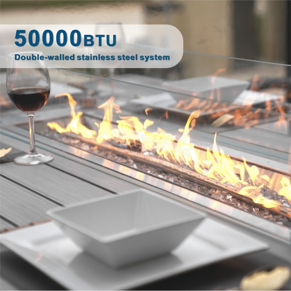 Divano da conversazione in vimini da giardino a 5 pezzi con tavolo per braciere e contenitore