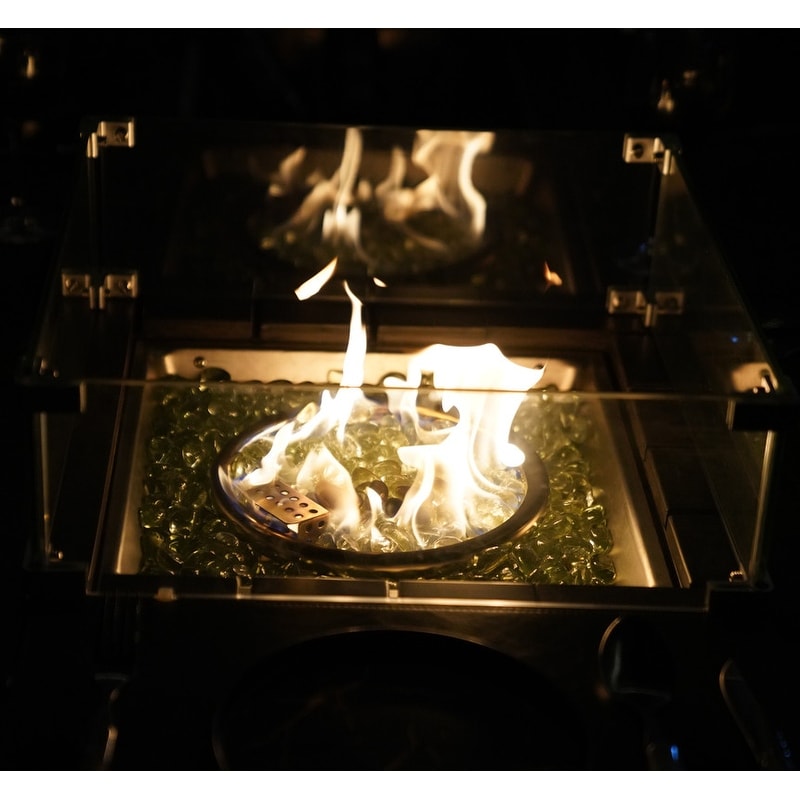 Divano da conversazione in vimini da giardino a 5 pezzi con tavolo per braciere e contenitore